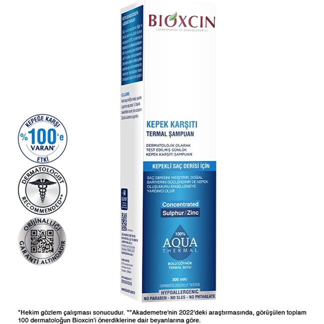 Bioxcin Aqua Thermal Anti-Dandruff Shampoo 300 ml – Herbal Bio Shampoo – With Zinc Pyrithione, Vitamin B6 & Thermal Water
