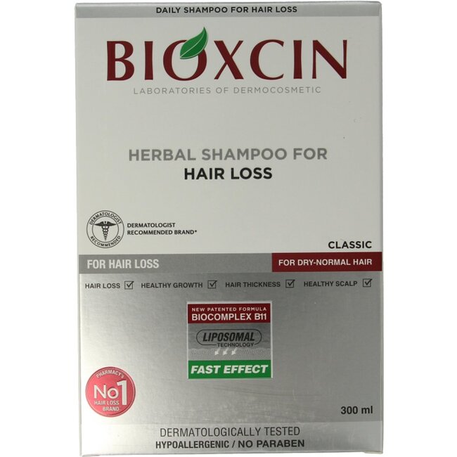 Bioxcin Classic Kruiden Shampoo Tegen Haaruitval – Droog & Normaal Haar – 300 ml – Met Biocomplex B11