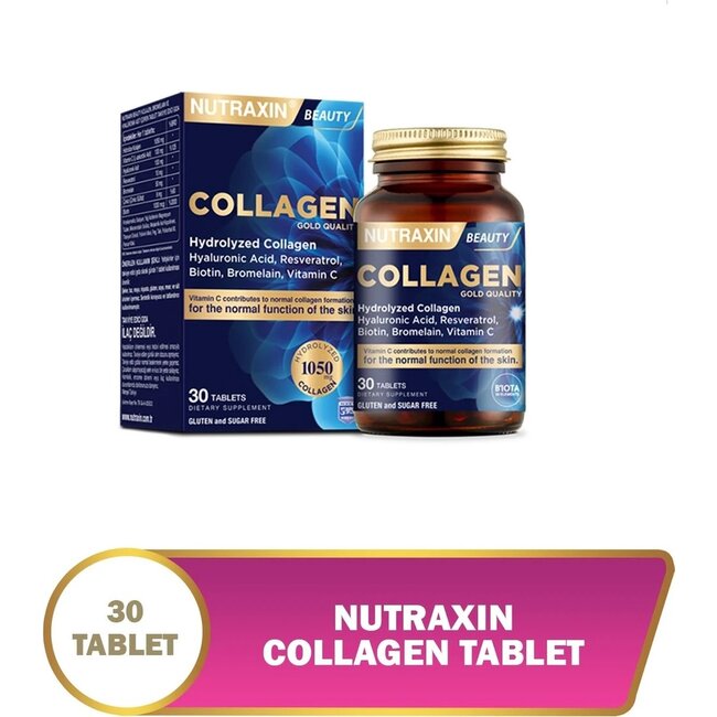 Nutraxin Beauty Gold Collageen – 30 Capsules – Met Vitamine C, Hyaluronzuur, Biotine & Zink – Voedingssupplement voor Huidverzorging
