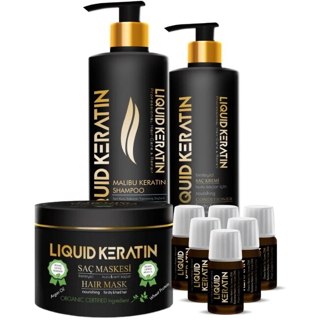 Bio Keratin Hair Treatment at Home – 9-Piece Keratin & Hair Botox Set – Organic Hair Care – With Shampoo, Serum, Mask & Conditioner