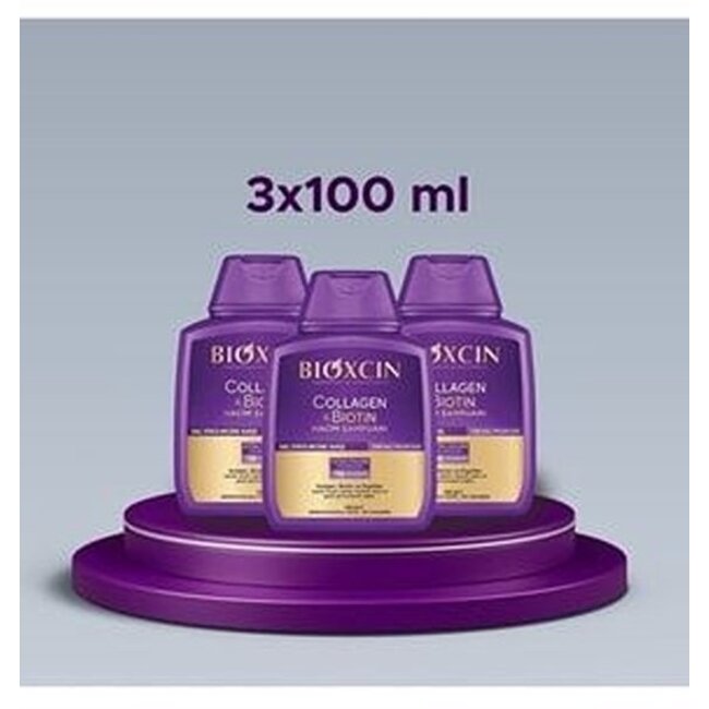 Bioxcin Collageen & Biotine Volume Shampoo – 3x300 ml – Tegen Haaruitval – Met Biocomplex B11 – Voor Vol & Sterk Haar – Hypoallergeen