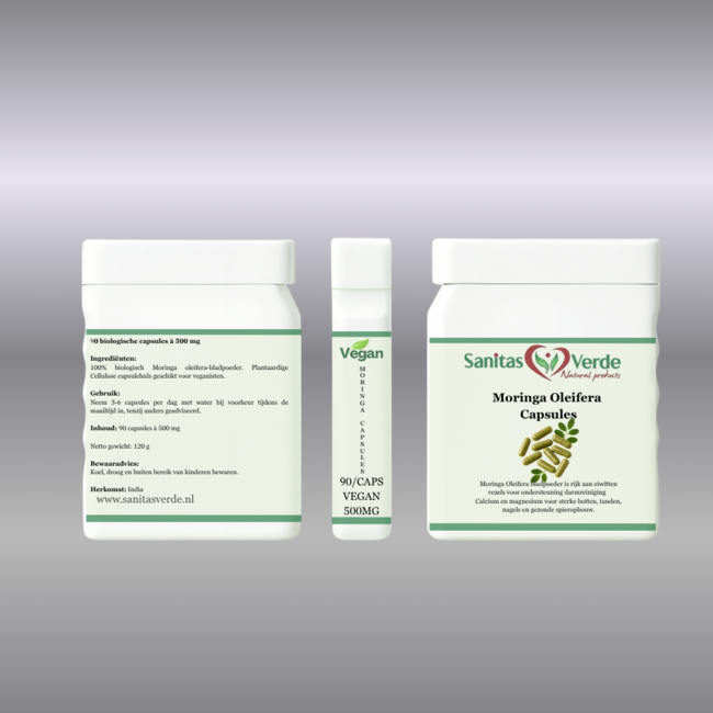 Moringa Oleifera Kapseln  90 Stück  500 mg  100% Reines Blattpulver