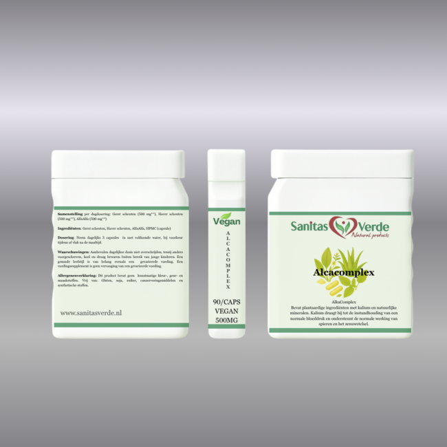 Alcacomplex 90 veganistische capsules met alfalfa gerste en tarwekiemextract voor natuurlijke energie en vitaliteit