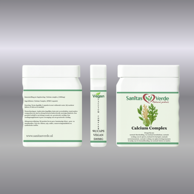Calcium Complex 90 vegan capsules 500 mg  Ondersteuning voor botten, tanden en spieren*
