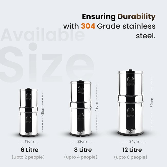 Phoenix Gravity 12L Stainless Steel Water Filter  High-Capacity Gravity System for Large Families, Businesses & Off-Grid Use