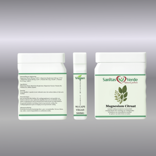 Magnesium Citrat Bisglycinat Taurat mit Vitamin B6 und D3 zur Unterstützung von Muskeln Energie und Knochen  90 vegane Kapseln