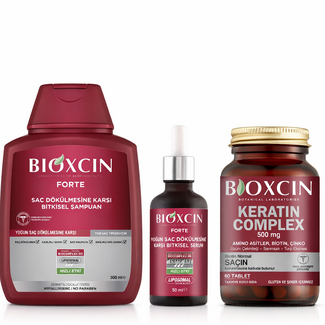 Bioxcin Bioxcin Forte Intensiv Anti-Haarausfall Kur – Shampoo 300 ml + Serum 50 ml + Keratin Complex Tabletten  60 Stück