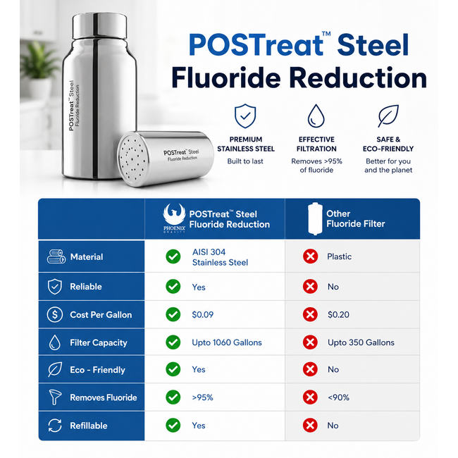 Phoenix POS Treat Fluorid- & Arsenfilter – 2er-Set – >95% Fluoridreduzierung – Edelstahl AISI 304