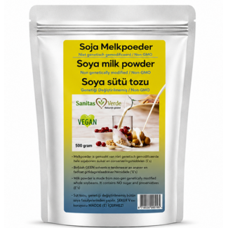 Sanitas Verde Sojamelkpoeder Non-GMO – Plantaardig, Vegan en Vrij van Genetische Modificatie 500 gr