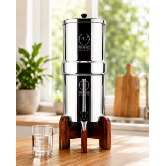 Phoenix Gravity Phoenix Gravity Waterfilter 8L + Teak houten standaard + RVS Vision Tap