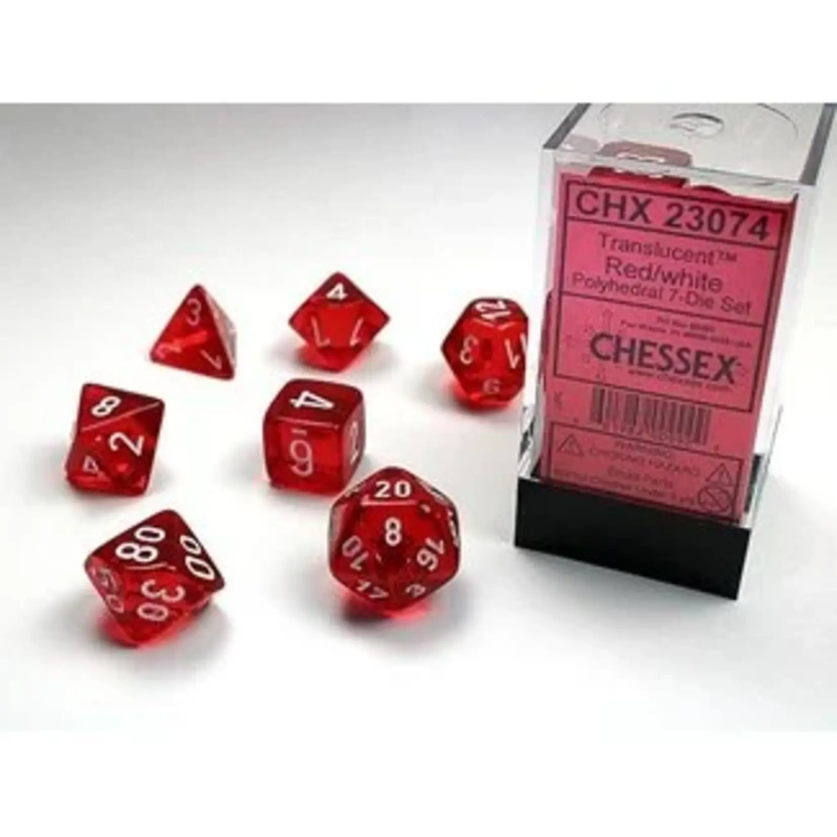 Dice Set Translucent Polyhedral Red/white