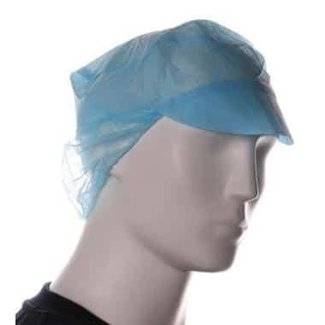 M-Safe Cap with visor including hairnet blue