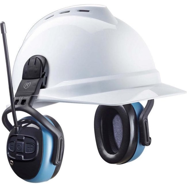 MSA left/RIGHT FM Pro ear muffs with helmet attachment blue