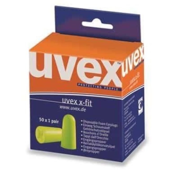 uvex x-fit oordop, 50 paar in minidispenser lime