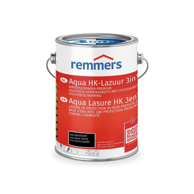 Remmers Aqua HK-Lazuur 3 in 1 diepzwart mat 2,5 liter