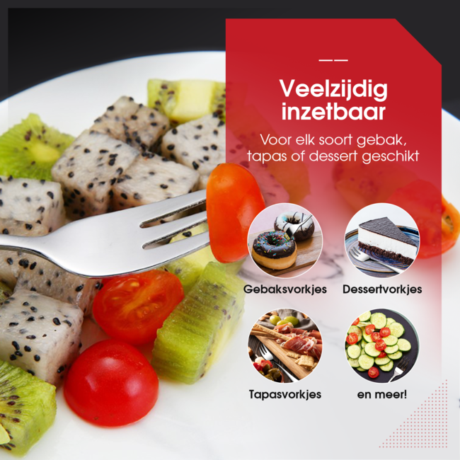 HGMD Gebaksvorkjes - 12 stuks - 14cm - Dessertvorken - Taartvorkjes - Cocktailvorken - Klein Vorkjes - RVS