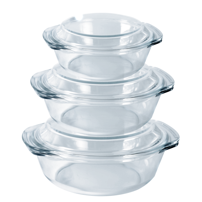 HGMD Ovenschalen set - 3 Delig - 700 ML - 1500 ML - 2000ML - Rond - Vaatwasserbestendig