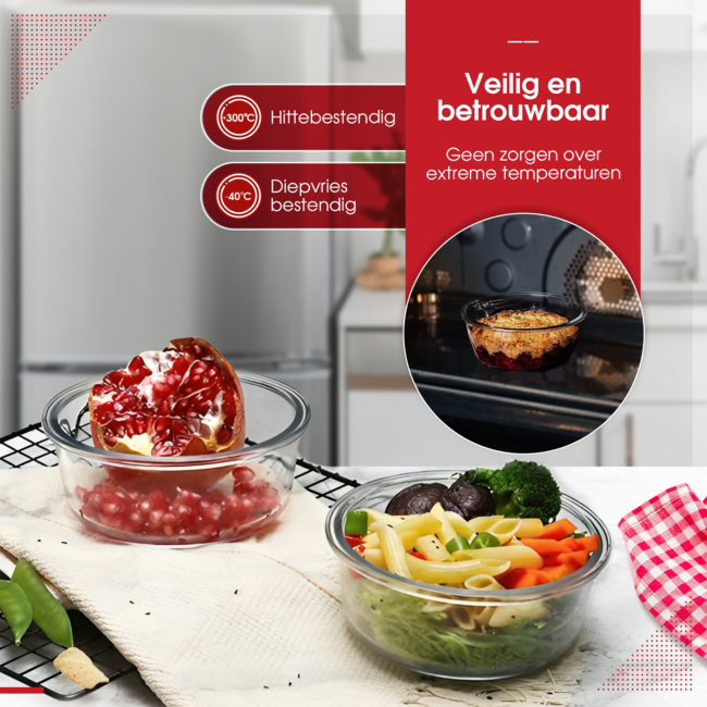 HGMD Ovenschalen Set - 4 Stuks -  370ML - Glas - Rond - Ovenschaaltjes 1 persoon - Ovenschaaltjes klein - Vaatwasserbestendig