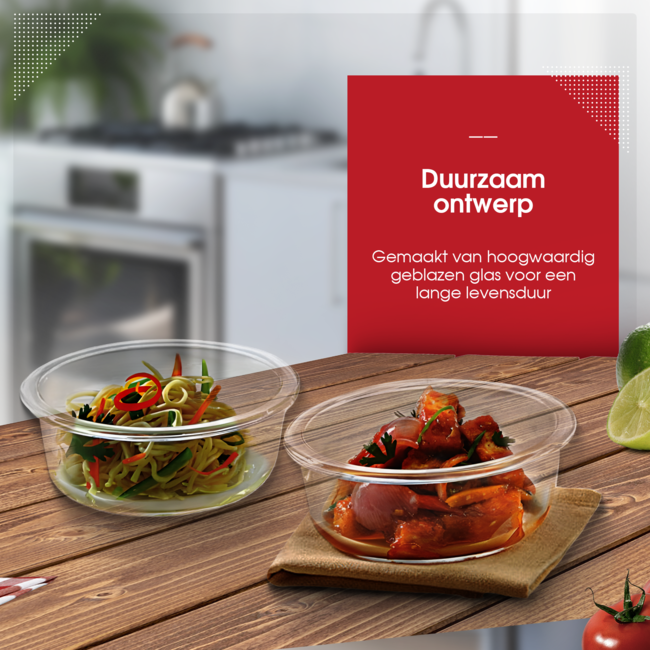 HGMD Ovenschalen Set - 4 Stuks -  370ML - Glas - Rond - Ovenschaaltjes 1 persoon - Ovenschaaltjes klein - Vaatwasserbestendig