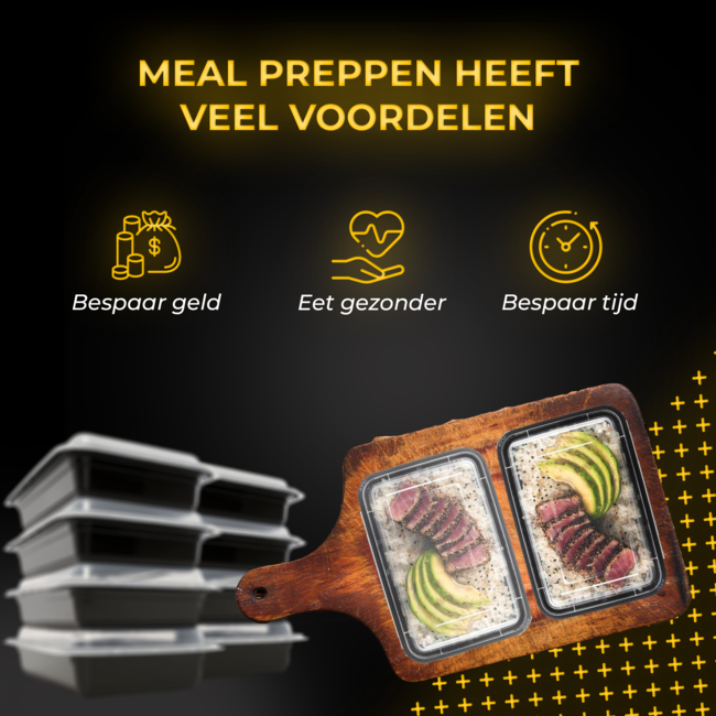 HGMD Meal Prep Bakjes - 15 stuks - 1 compartiment - Lunchbox - Diepvriesbakjes - Vershoudbakjes - Plastic Vershouddoos - 1L - BPA vrij