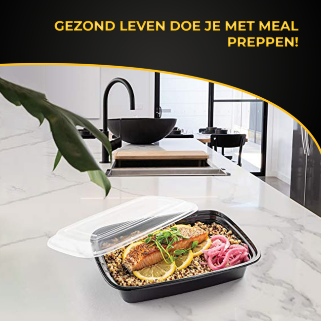 HGMD Meal Prep Bakjes - 15 stuks - 1 compartiment - Lunchbox - Diepvriesbakjes - Vershoudbakjes - Plastic Vershouddoos - 1L - BPA vrij