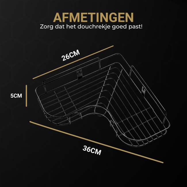 HGMD Doucherek zonder boren - 1 stuk - Zwart - Zelfklevend Doucherek –Badkamerrek - Badrek - Keukenrek - Doucherek hangend – Badkamer accessoires - Kruidenrek
