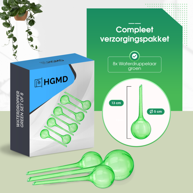 HGMD Waterdruppelaar set van 8 stuks voor planten groen - Groen - Waterdruppelaar voor kamerplanten – Waterbol - Waterdruppelaar voor planten - Watergeefsysteem