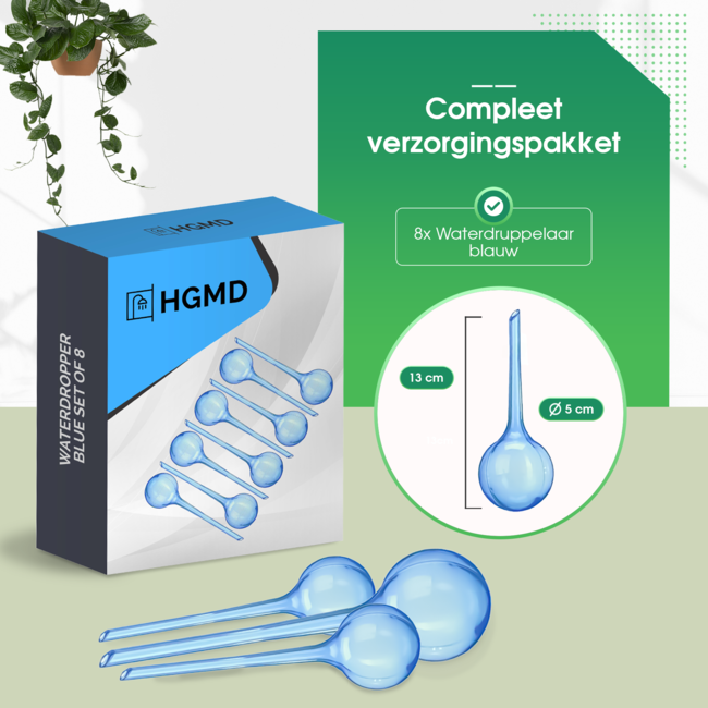 HGMD Waterdruppelaar set van 8 stuks voor planten blauw - Blauw - Waterdruppelaar voor kamerplanten – Waterbol - Waterdruppelaar voor planten - Watergeefsysteem