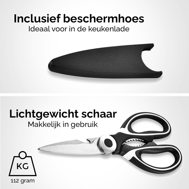 Multifunctionele Keukenschaar - Vaatwasser bestendig - Huishoudschaar - Schaar linkshandig en rechtshandig - Flesopener - Notenkraker - Vissenontschubber
