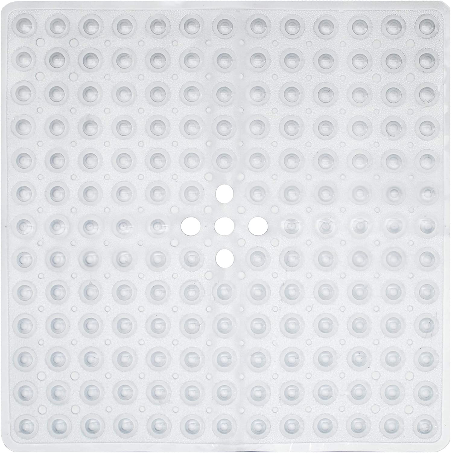 HITSLAM Antislip douchemat, 53 x 53 cm, antislip badmat met zuignappen, machinewasbaar, BPA-vrij, zacht voor de voeten, wit