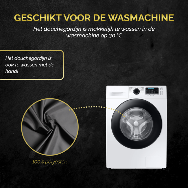 HGMD Douchegordijn 120x200 - Zwart - Wasbaar - Douchegordijn anti schimmel