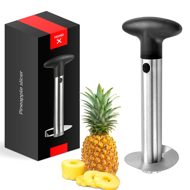 HGMD Ananassnijder - Pineapple Slicer Cutter - Ananas Snijder Schiller - Ananasboor Ananasschiller - RVS - Vaatwasser bestendig - Tijdbesparende snijder