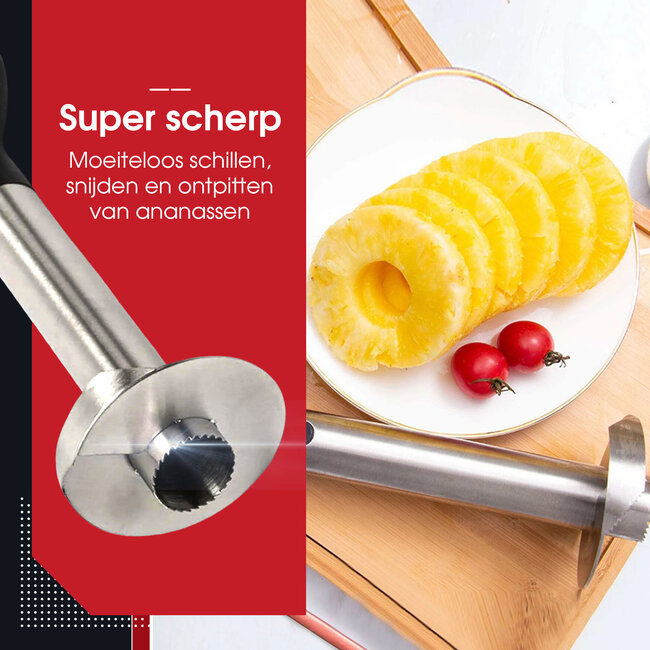 HGMD Ananassnijder - Pineapple Slicer Cutter - Ananas Snijder Schiller - Ananasboor Ananasschiller - RVS - Vaatwasser bestendig - Tijdbesparende snijder