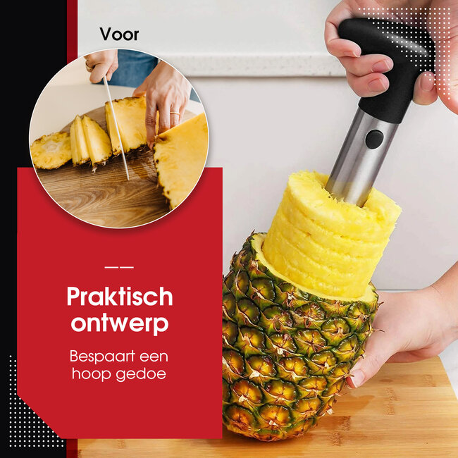 HGMD Ananassnijder - Pineapple Slicer Cutter - Ananas Snijder Schiller - Ananasboor Ananasschiller - RVS - Vaatwasser bestendig - Tijdbesparende snijder