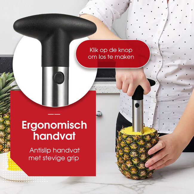 HGMD Ananassnijder - Pineapple Slicer Cutter - Ananas Snijder Schiller - Ananasboor Ananasschiller - RVS - Vaatwasser bestendig - Tijdbesparende snijder