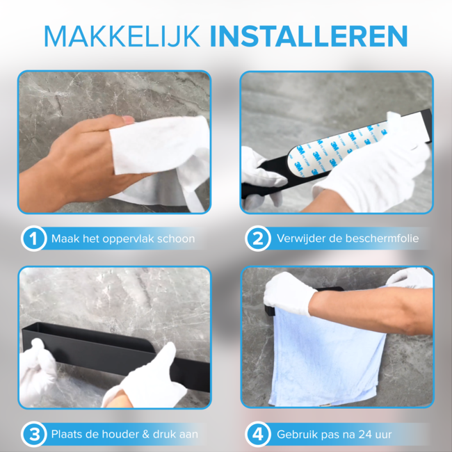 HGMD Vaatdoekhouder - Aanrecht organiser - Gootsteen organizer - Zwart - Zelfklevend - RVS - Inclusief 3M plaksticker
