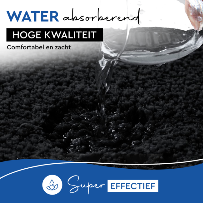 HGMD Toiletmat antislip - Zwart - 50x50 cm - Wc mat - Douchemat – Badmat Badkamer – Vloermat – Badmat set wc mat – Badmat set antislip -
