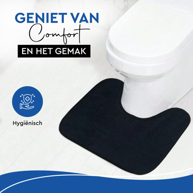 HGMD Toiletmat antislip - Zwart - 50x50 cm - Wc mat - Douchemat – Badmat Badkamer – Vloermat – Badmat set wc mat – Badmat set antislip -