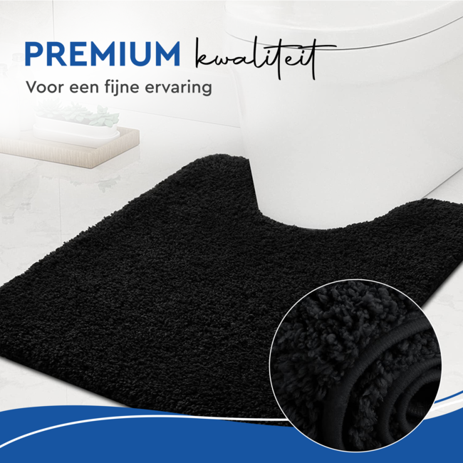 HGMD Toiletmat antislip - Zwart - 50x50 cm - Wc mat - Douchemat – Badmat Badkamer – Vloermat – Badmat set wc mat – Badmat set antislip -