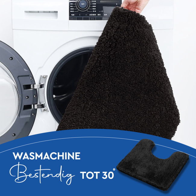 HGMD Toiletmat antislip - Zwart - 50x50 cm - Wc mat - Douchemat – Badmat Badkamer – Vloermat – Badmat set wc mat – Badmat set antislip -