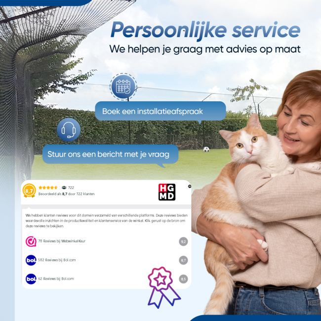 HGMD Kattengaas 1 x 10 meter inclusief ophang beugels