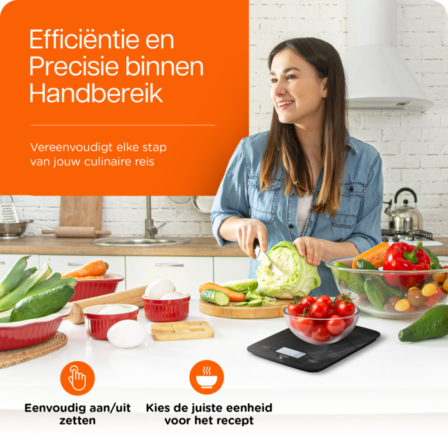 HGMD Digitale Keukenweegschaal - Tot 5kg - Glazen Weegschaal - Inclusief Batterij