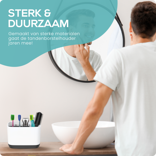 HGMD Tandenborstelhouder met 5 reishouders – Badkamer organizer – 6 Sorteervakken - Met lekbak -Wit