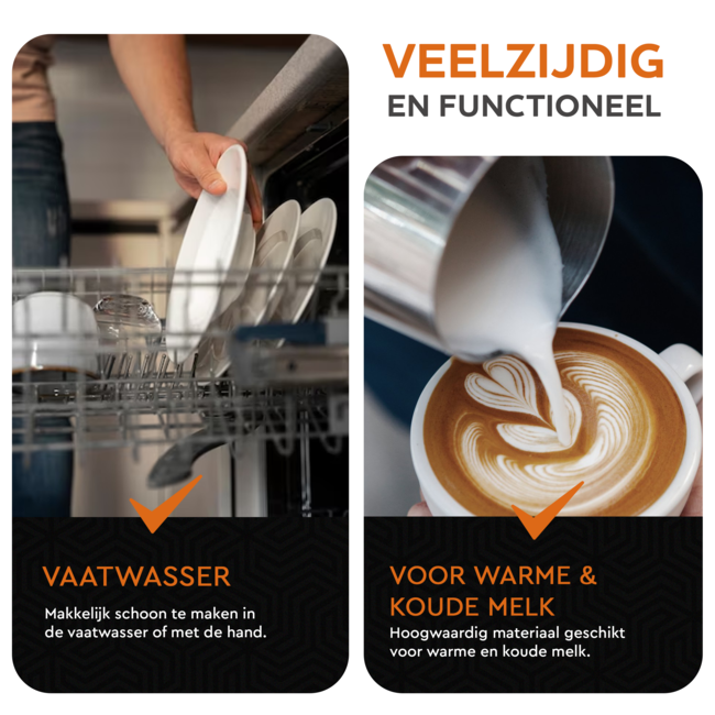 HGMD Melkkan 350ml - Melkkannetje opschuim - Melkopschuimkan - Milk Pitcher - Melkkannetje - Inclusief Art Pen & Strooipotje - Latte Art - RVS