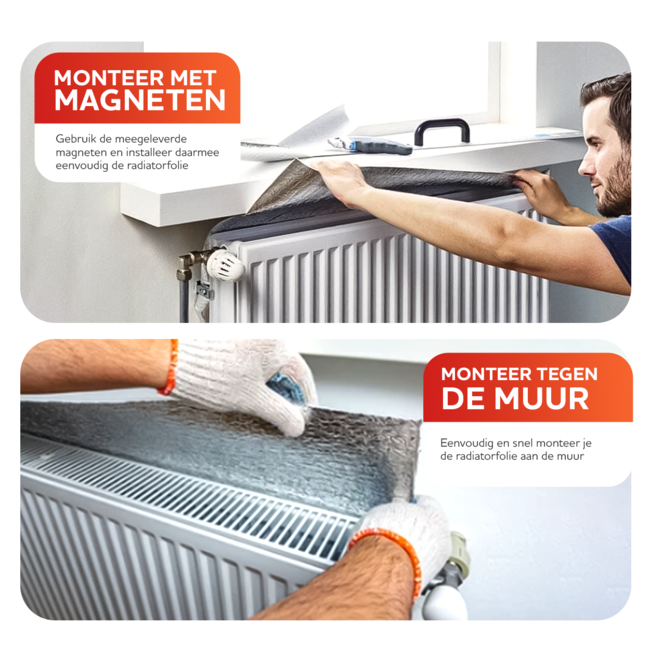 HGMD Radiatorfolie 500 x 50 cm + 10 magneten - Dubbel isolerend - Verwarming isolatiefolie - Geschikt voor alle soorten radiators