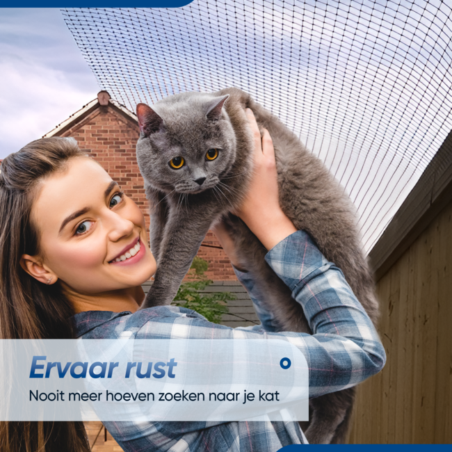 Kattengaas zwart 1,0 x 15,0 meter -  Multifunctioneel toepasbaar gaas / kattennet