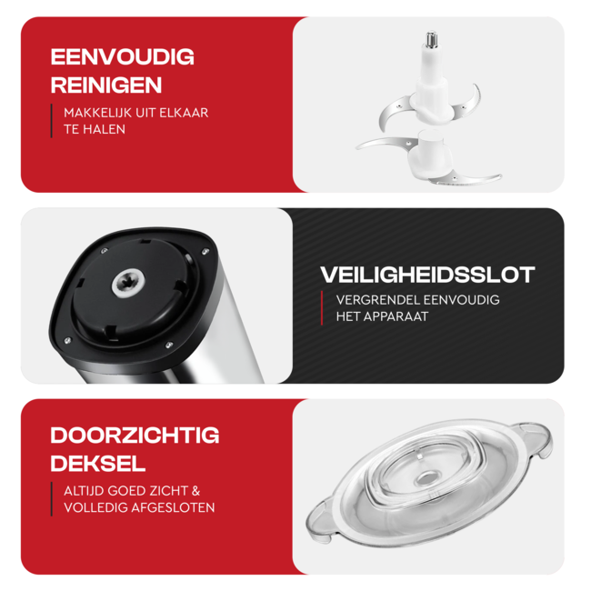 HGMD Elektrische Hakmolen - 1,8 Liter - Food Chopper - 2 Snelheden - 300W - RVS Kom