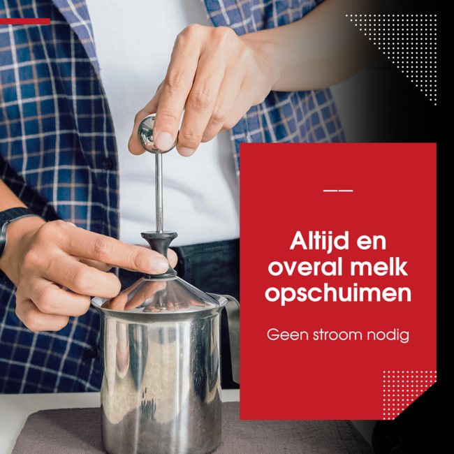 HGMD Melkopschuimer Handmatig - 400ml - RVS - Melkklopper - Melkkan - Barista - Vaatwasserbestendig