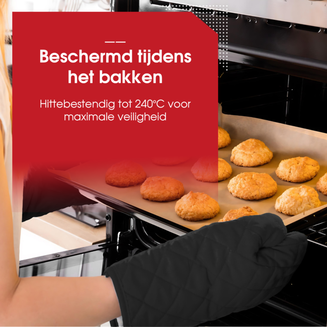 HGMD Ovenwanten - 2 Stuks - Extra lang - Hittebestendig tot 240 °C - Ovenhandschoenen - Zwart