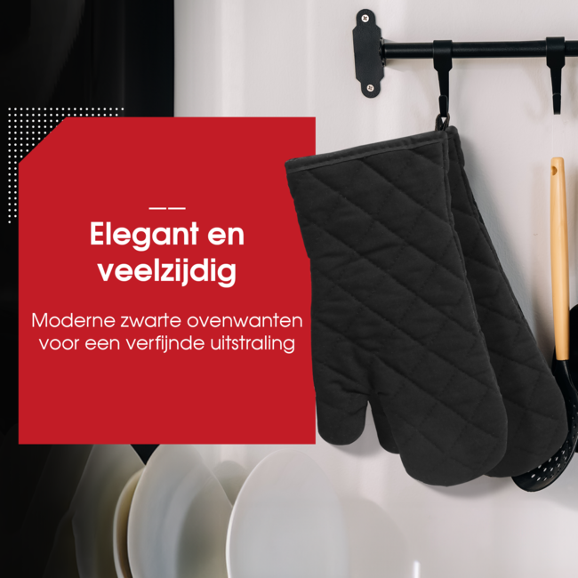 HGMD Ovenwanten - 2 Stuks - Extra lang - Hittebestendig tot 240 °C - Ovenhandschoenen - Zwart